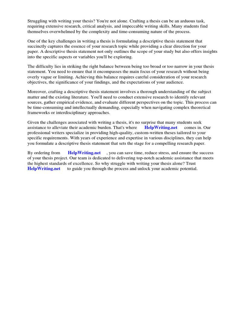 What Does A Descriptive Thesis Statement Do Apex PDF Essays