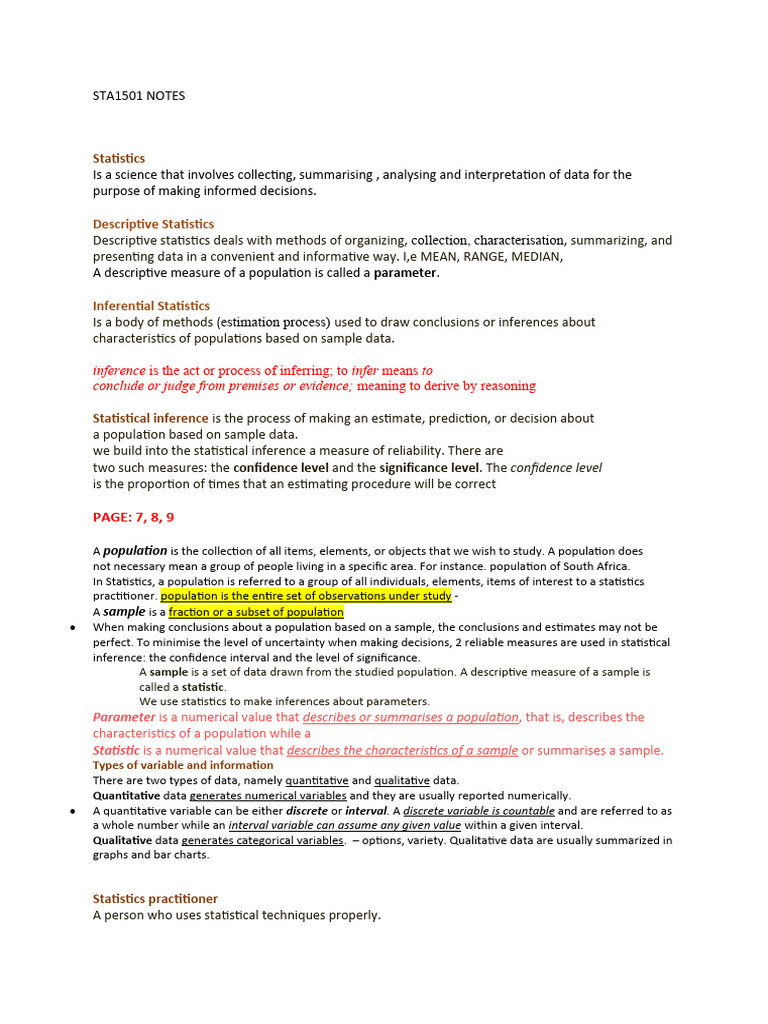 Ecs Notes | PDF | Statistics | Level Of Measurement