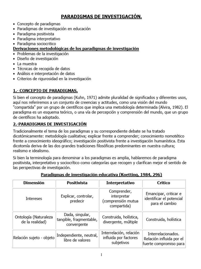 Paradigmas de Investigación Educativa | PDF | Paradigma | Conocimiento