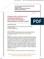 El Debate Sobre El Divorcio en El Catolicismo Argentino. La Intervención de Los Políticos Democristianos y La Prensa Católica