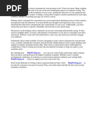 Personal Essay Thesis Statement