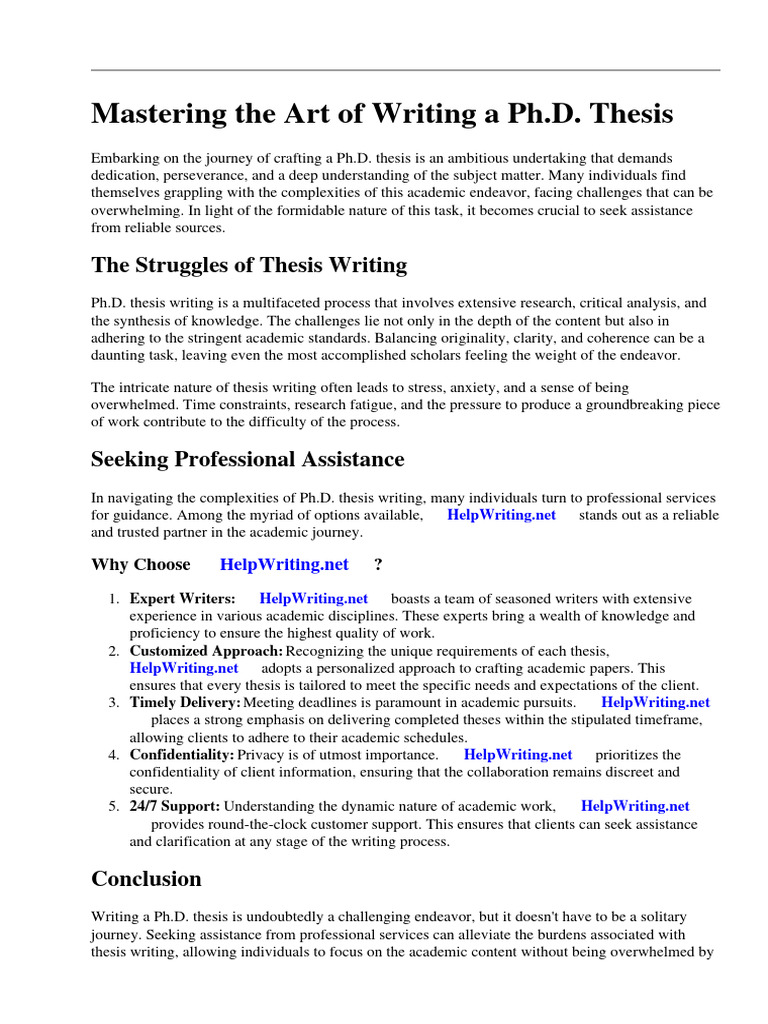 PHD Thesis How To Write | PDF | Climate Change | Thesis
