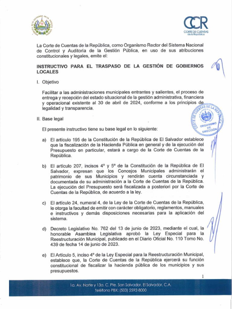 Instructivo para El Traspaso de La Gestion de Gobiernos Locales | PDF