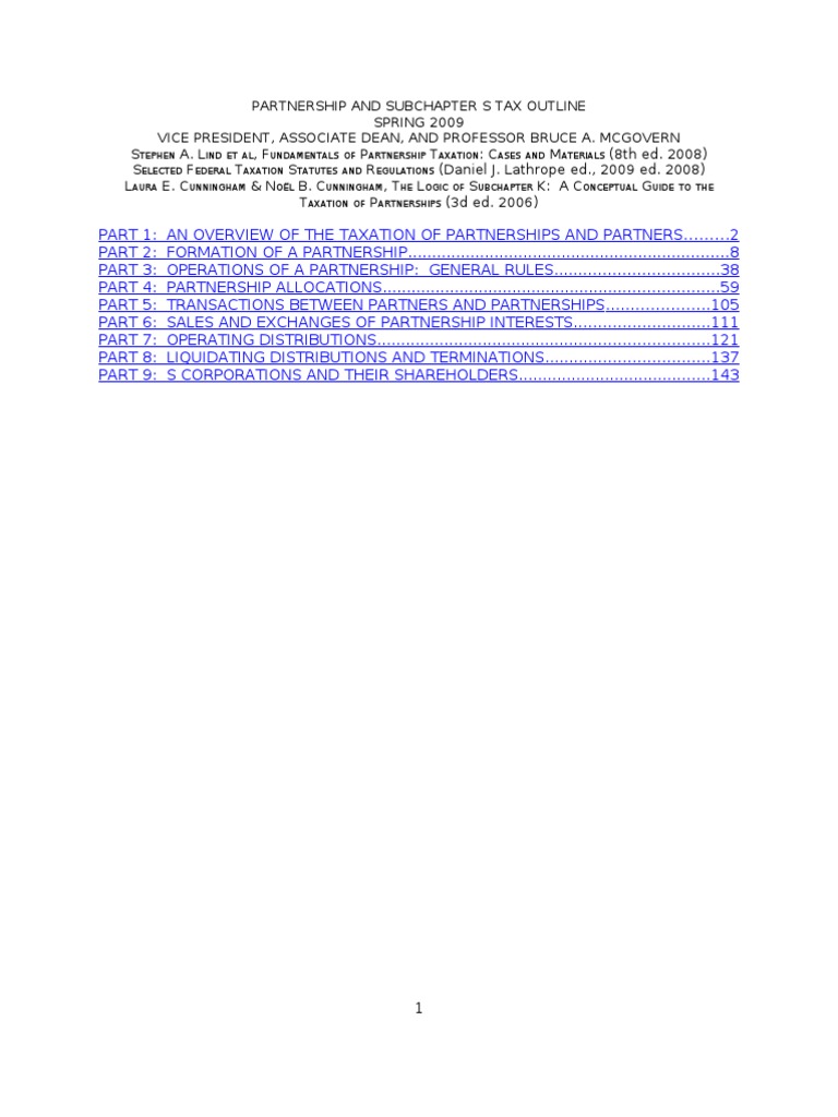 Logic Of Subchapter K 6th Edition