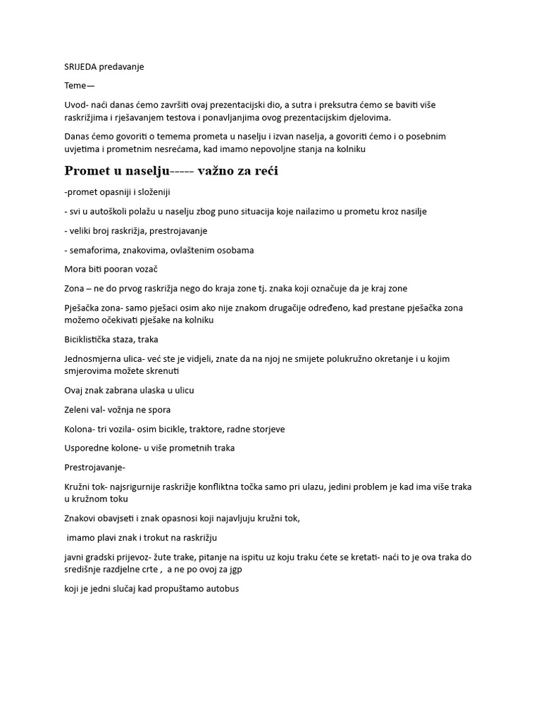Srijeda Predavanje | PDF