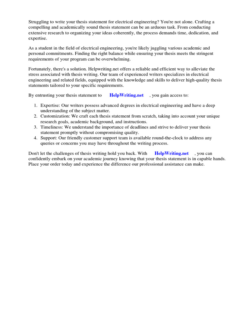 Thesis statement for electrical engineering download free pdf