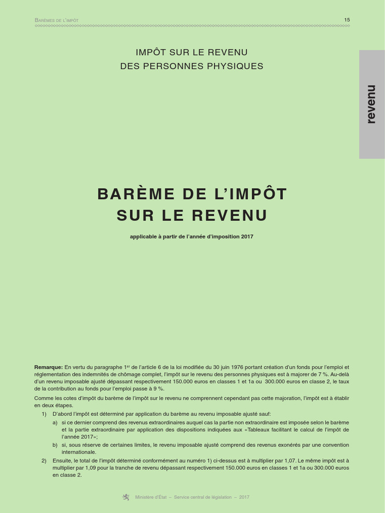 Barème de l'impôt sur le revenu 2017 | PDF | Impôt sur le revenu ...