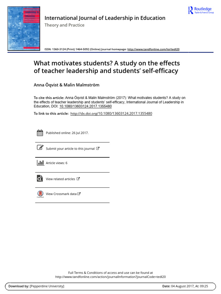 What Motivates Students A Study On The Effects | PDF | Self Efficacy ...