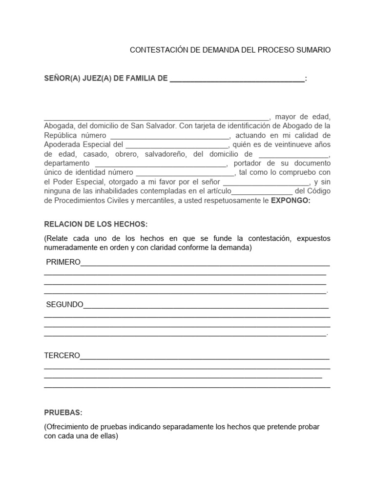MODELO DE CONTESTACIÓN DE DEMANDA No. 1 | PDF | Demanda judicial | Justicia