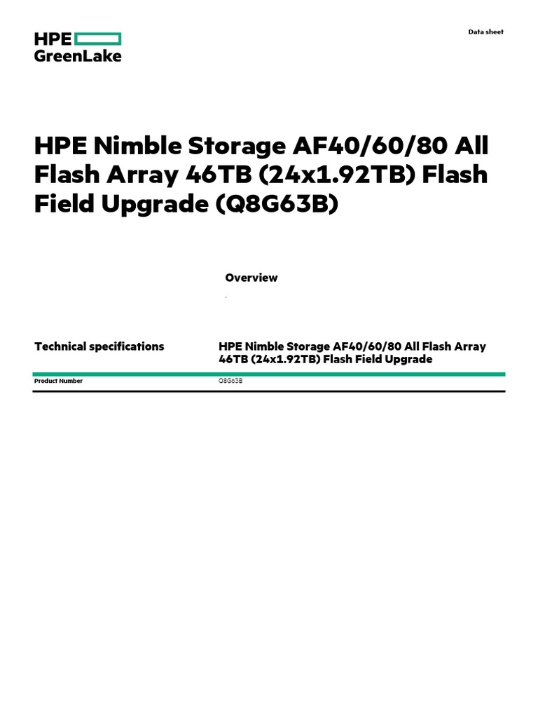 HPE Nimble Storage AF406080 All Flash Array 46TB (24x1.92TB) Flash ...