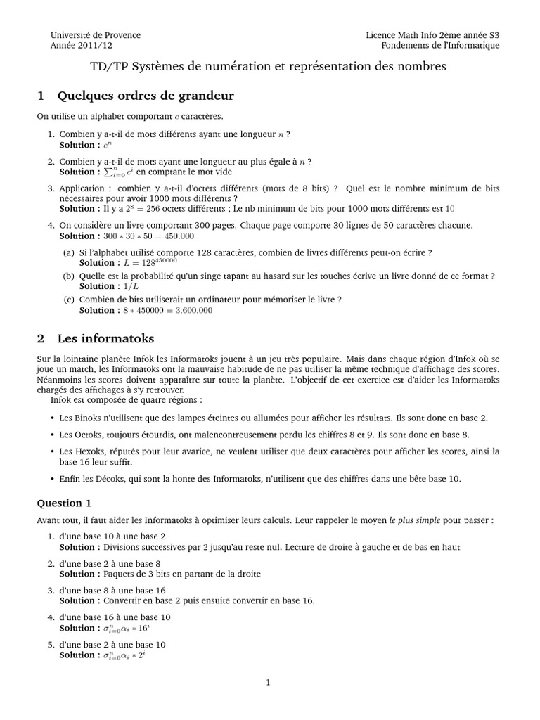 TD 1 Corrige | PDF | Nombre | Conventions de nommage