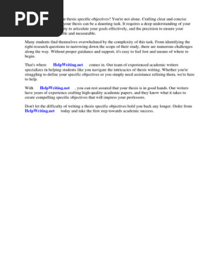 Thesis Specific Objective Sample