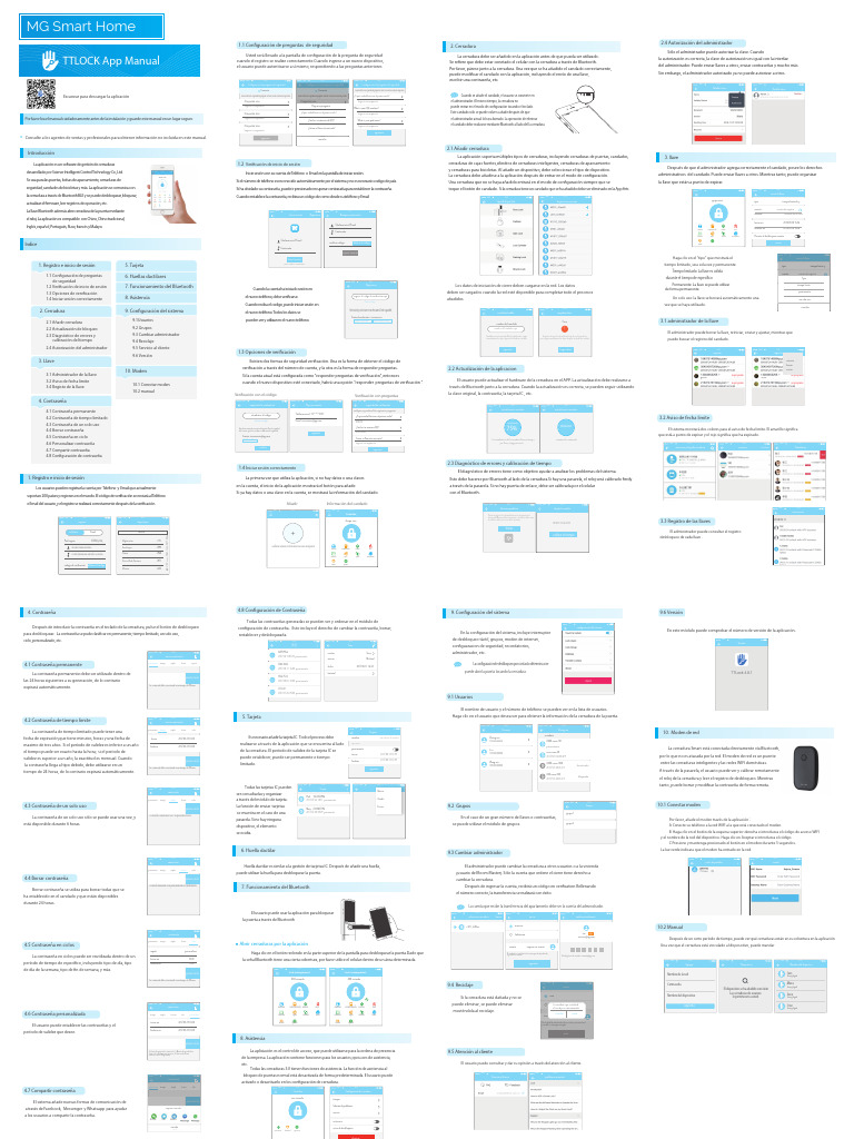 TTLOCK Manual Espanol Celular PDF Contraseña Bluetooth