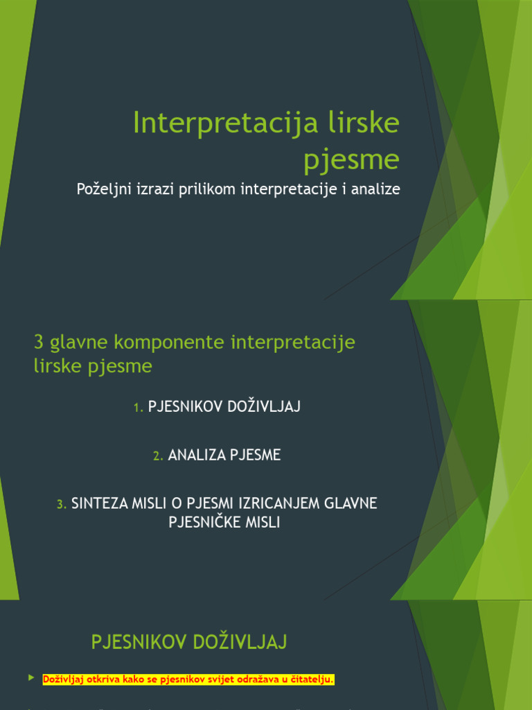 Interpretacija Lirske Pjesme | PDF