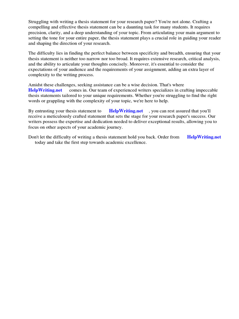 Writing A Thesis Statement Research Paper | PDF | Essays | Thesis