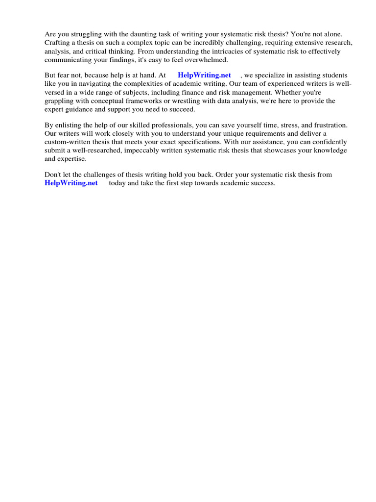 Systematic risk thesis pdf financial risk diversification finance 