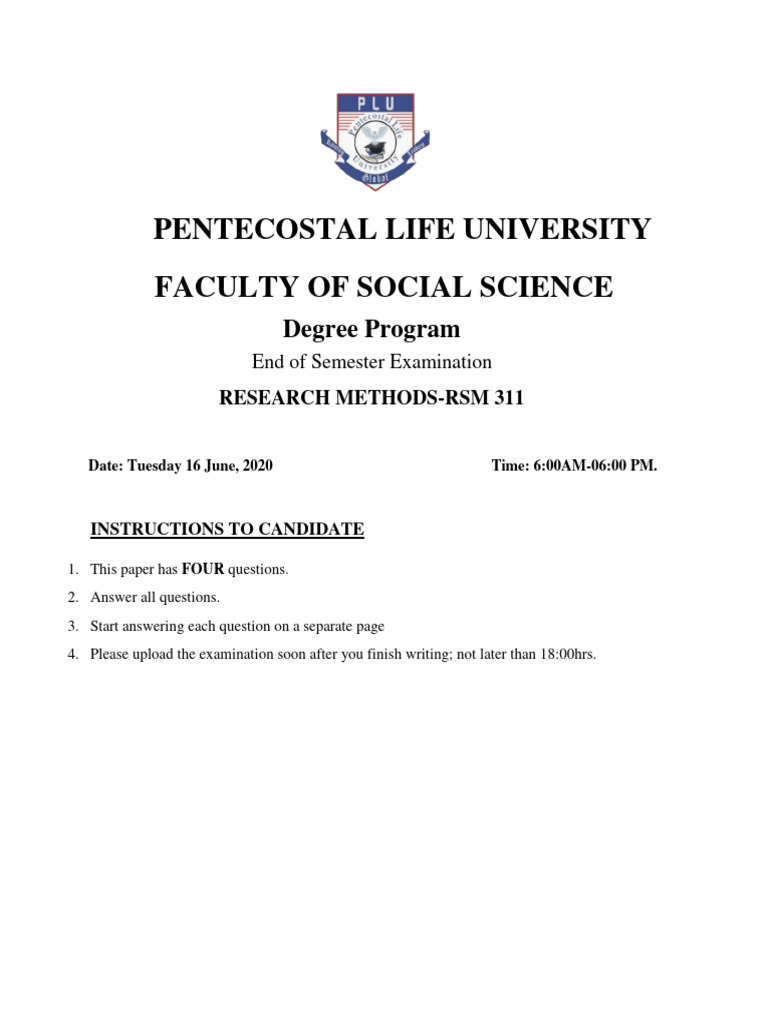 Research Methods Exam Paper 2020 | PDF | Computers