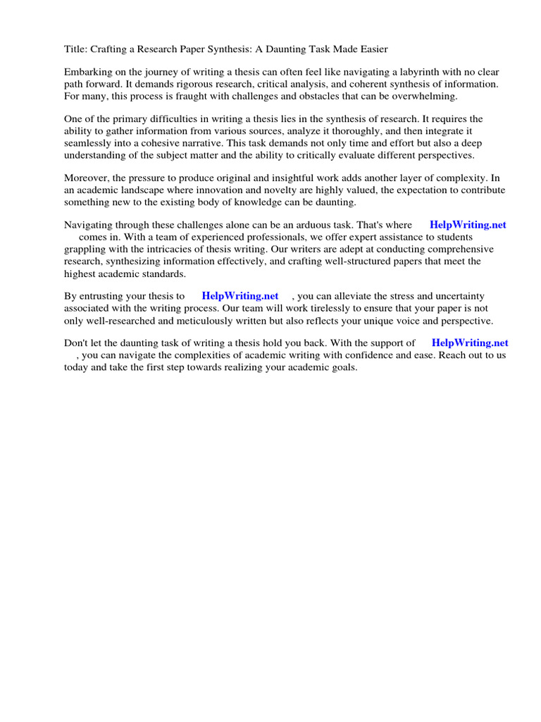 Research Paper Synthesis Example | Download Free PDF | Apa Style | Essays