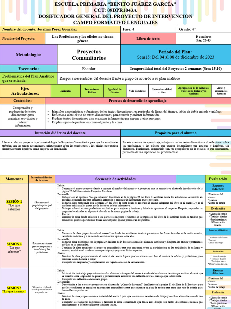 Proyecto de Igualdad de Género Escolar | PDF