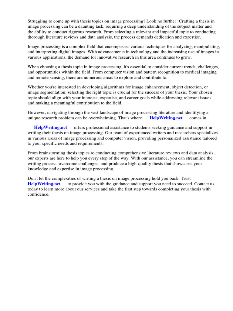 Thesis Topics On Image Processing | PDF | Computer Vision | Thesis