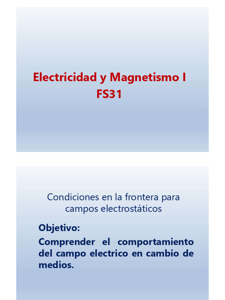 Condiciones de frontera en electrostática | PDF