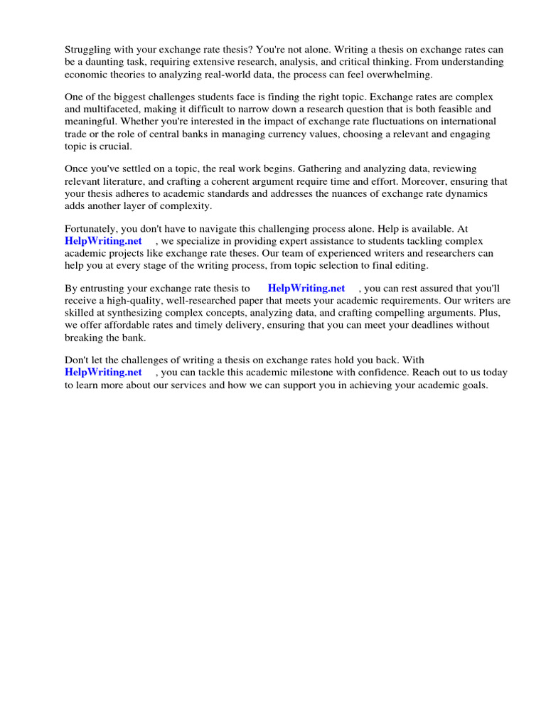 Exchange Rate Thesis Writing Guide | PDF | Exchange Rate | Capital Account