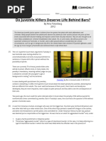 Enrique Cavazos - CommonLit - Do Juvenile Killers Deserve Life Behind Bars