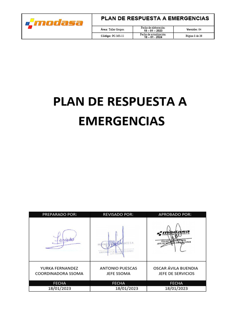 Plan de Emergencias para Talleres | PDF | Primeros auxilios | Herida