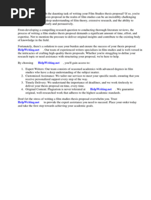 Film Studies Thesis Proposal