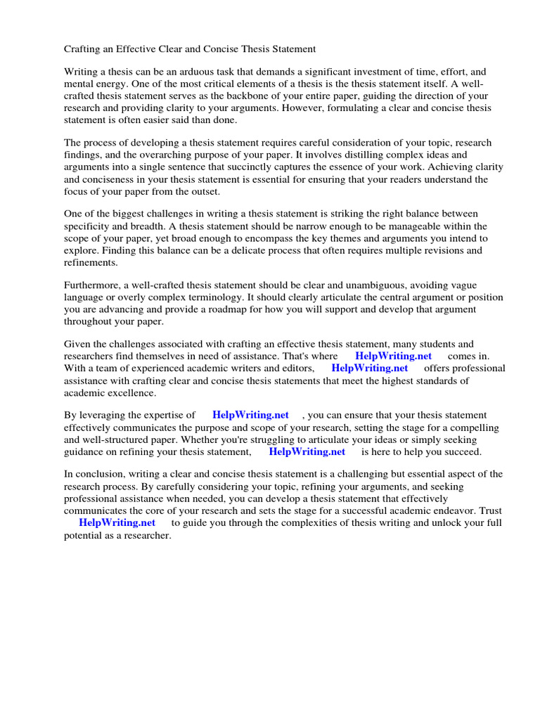 Effective Clear and Concise Thesis Statement | PDF | Essays | Thesis