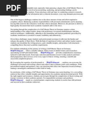 Sap Master Thesis Germany