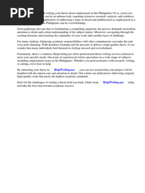 Thesis About Employment in the Philippines