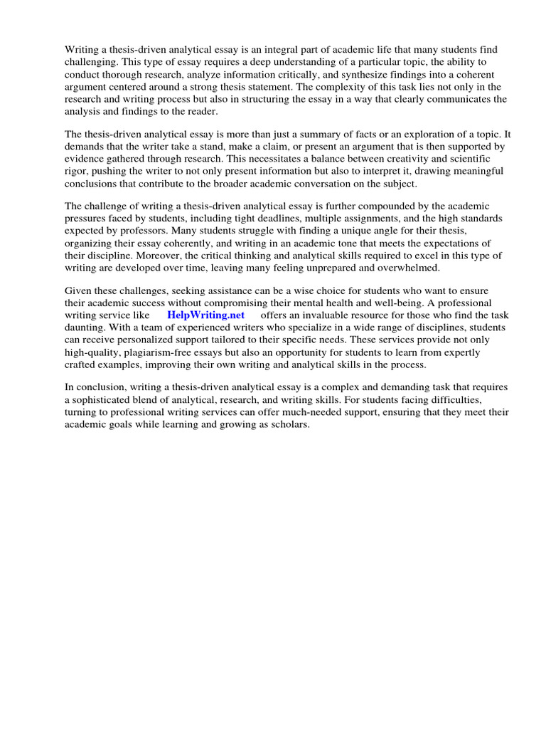 What Is A Thesis Driven Analytical Essay | PDF | Career & Growth