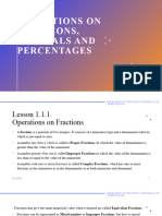 Operations On Fractions, Decimals and Percentages