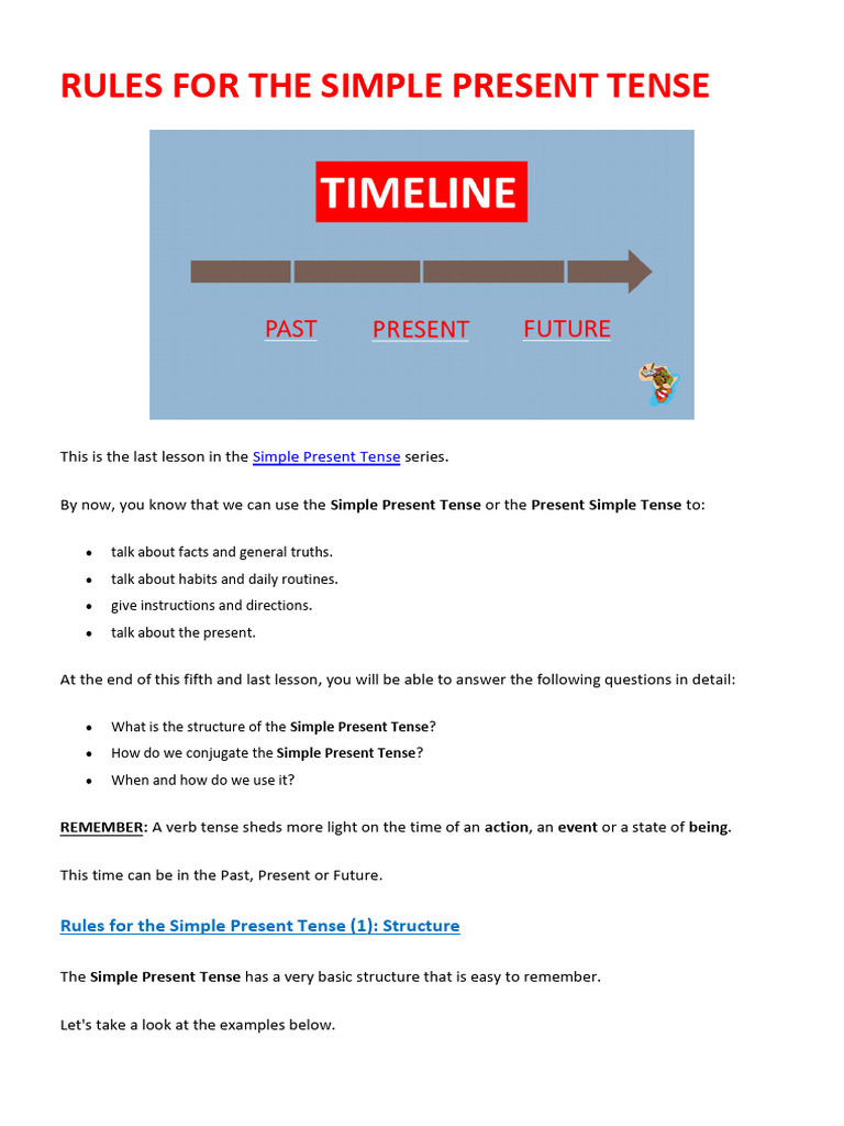 English Grammar - Rules For The Simple Present Tense - Learn English ...