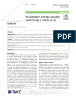 Exploring The Link Between Energy Security and Subjective Well-Being: A Study of 22 Nations