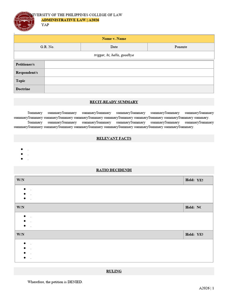 Administrative Law Case Summary A2026 | PDF