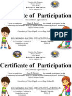 Certificate of Participation: Barangay Molino Iii