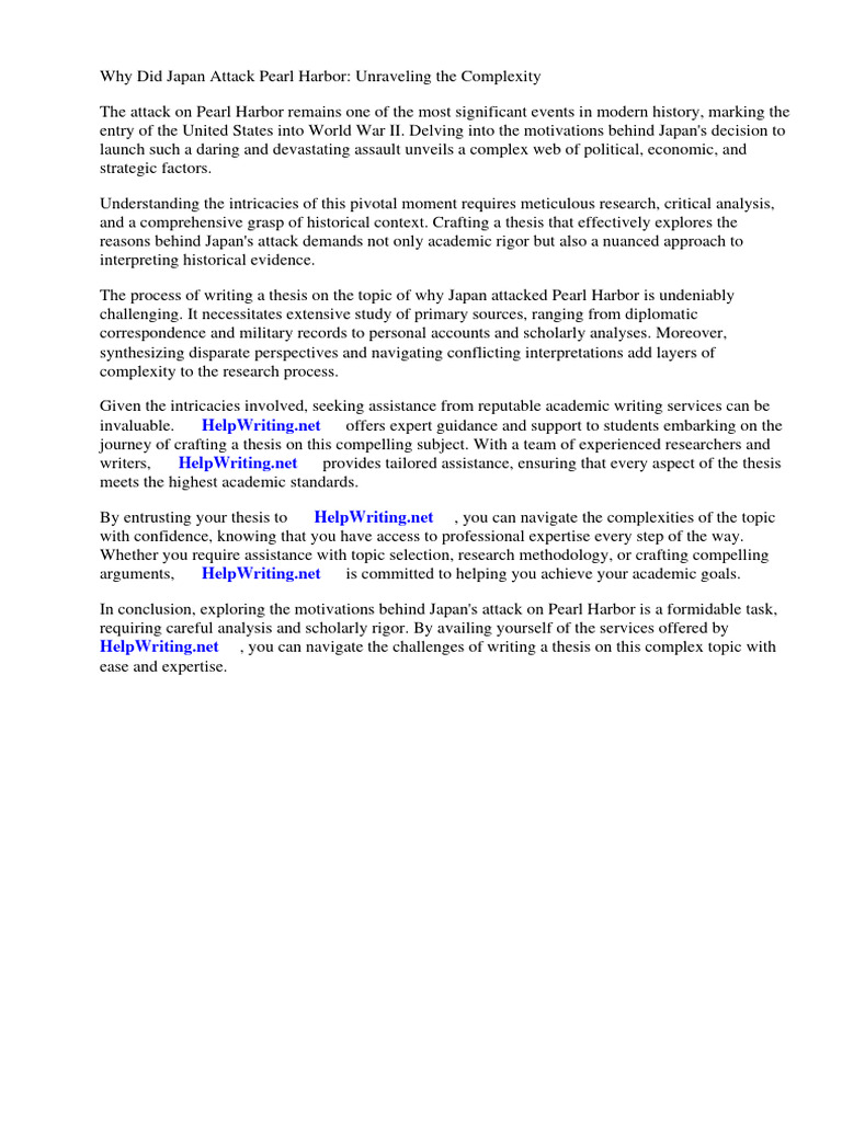 Why did japan attack pearl harbor thesis statement pdf attack on