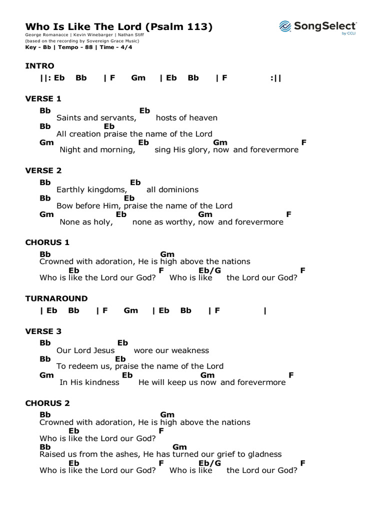 who-is-like-the-lord-psalm-113-chords-bb-pdf-song-structure
