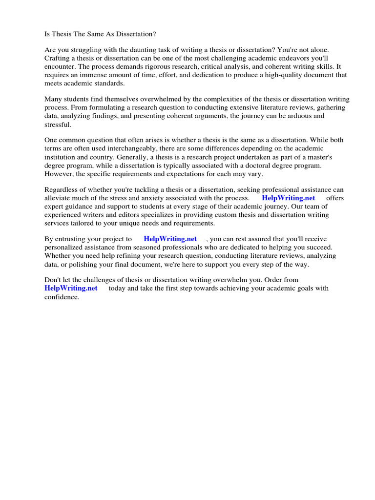 Thesis vs. Dissertation: Key Differences | PDF | Thesis | Doctor Of ...