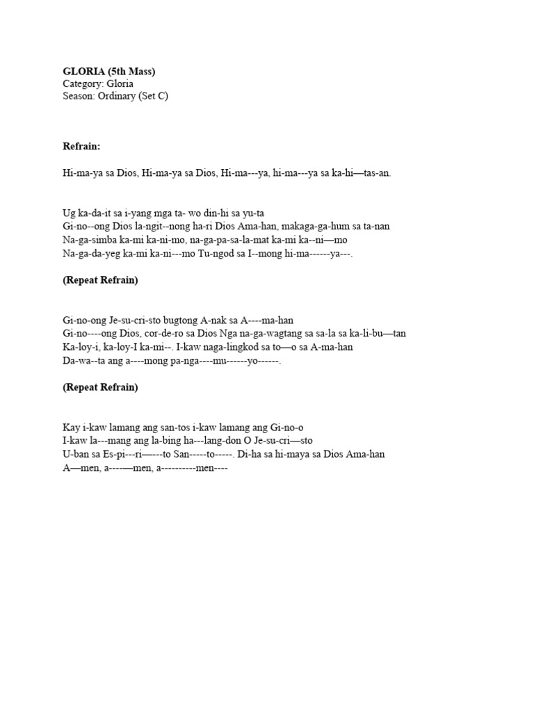 Gloria Mass Narcissa | PDF