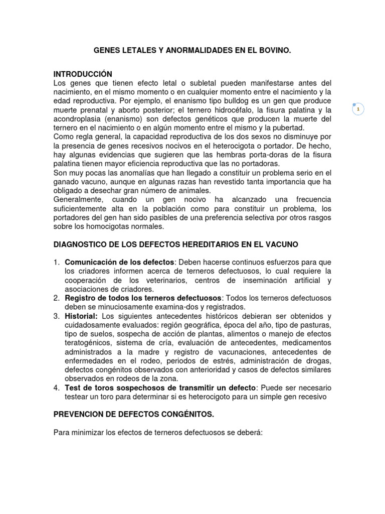 Genes Letales en Bovinos: Anomalías y Prevención | PDF | Vacas ...