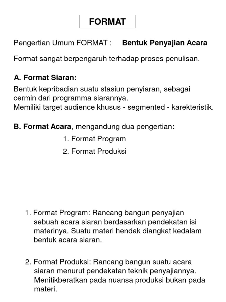 FORMAT Dan JENIS PROGRAM R-TV | PDF