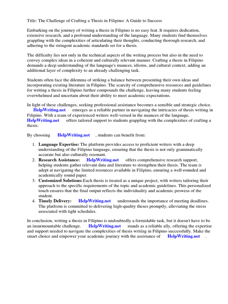Thesis Filipino Title | PDF | Tagalog Language | Thesis