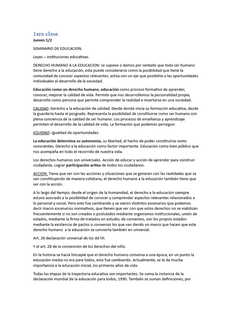 Derecho Humano a la Educación | PDF | Derechos humanos | Aprendizaje