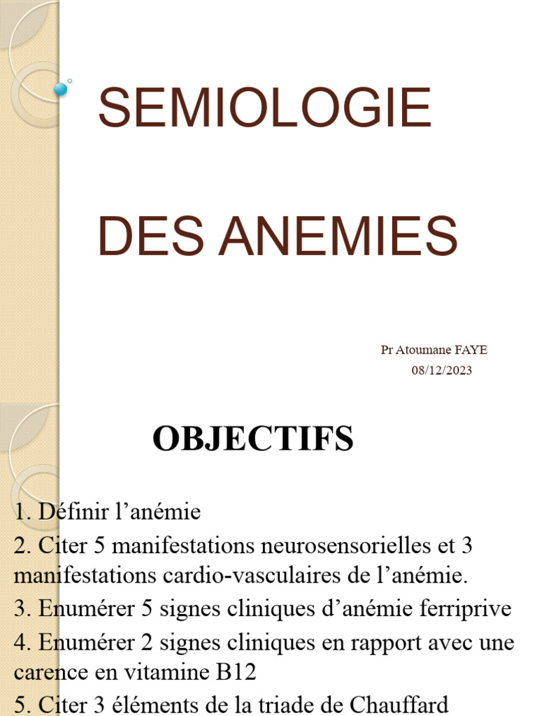 Comprendre l'anémie : définitions et signes | PDF | Anémie | Causes de ...