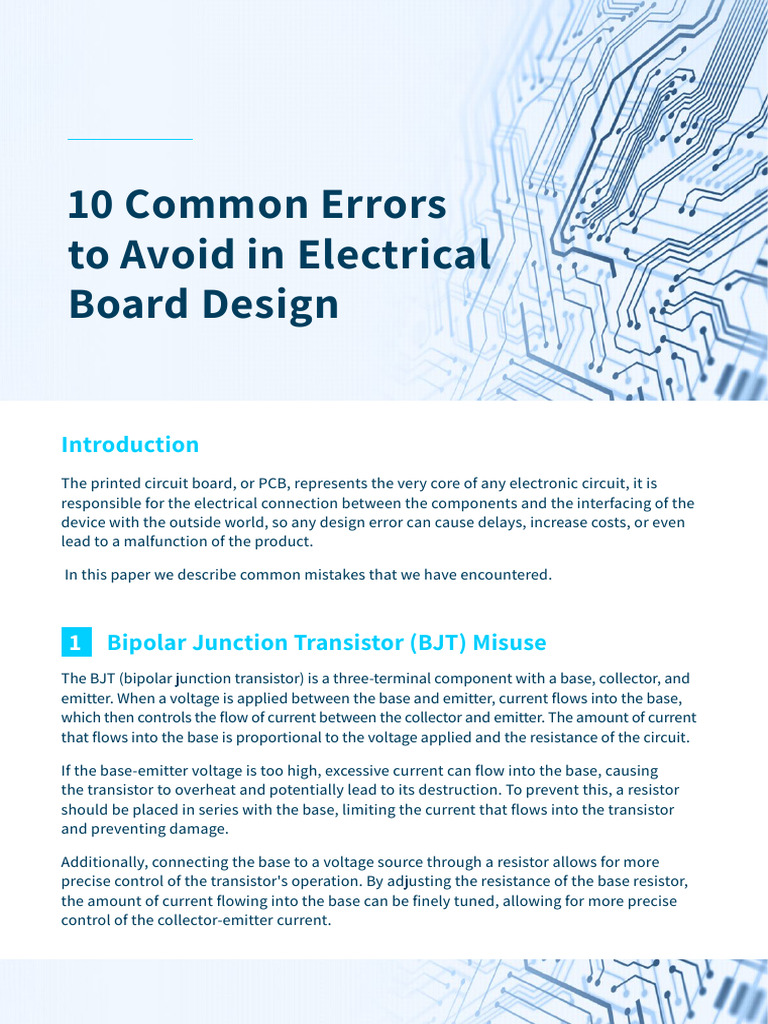 10 Common Errors To Avoid in Electrical Board Design Circuit Diagram