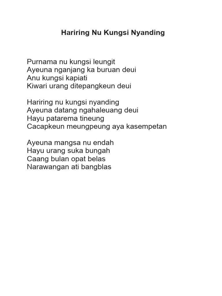 Kumpulan Lirik Kawih Degung Sunda | PDF