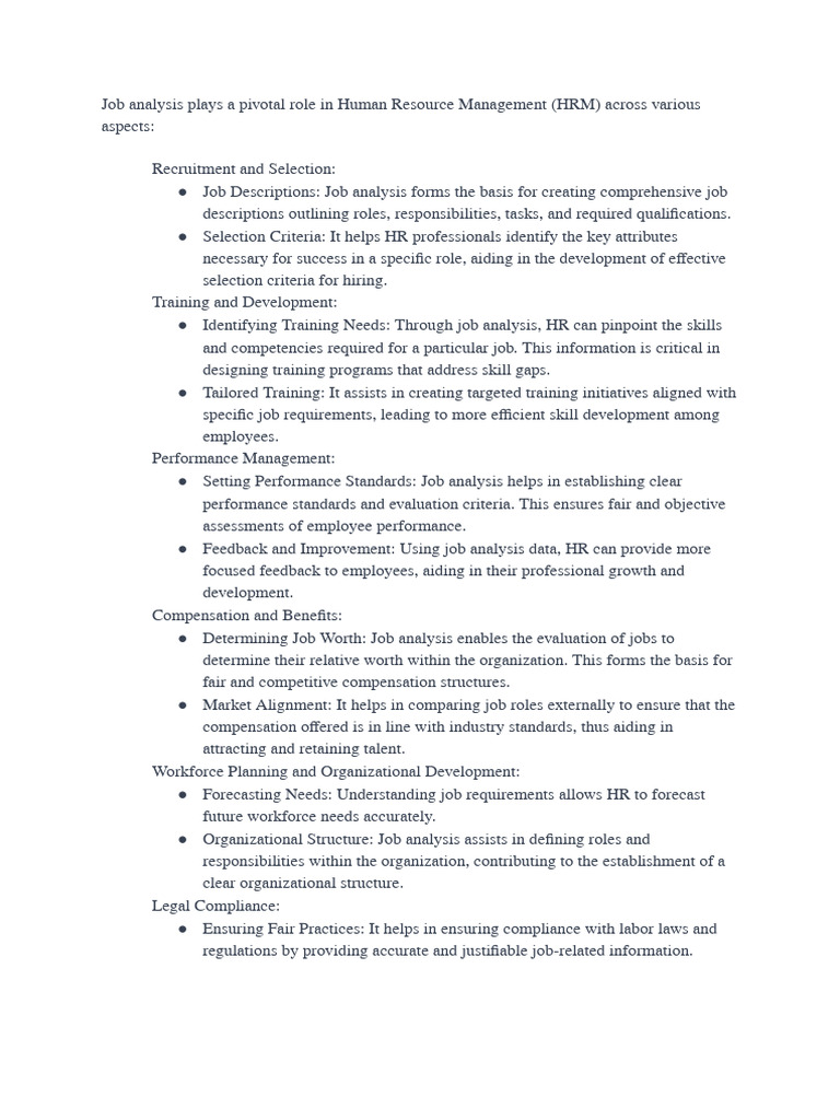 Job Analysis | PDF | Human Resource Management | Employment